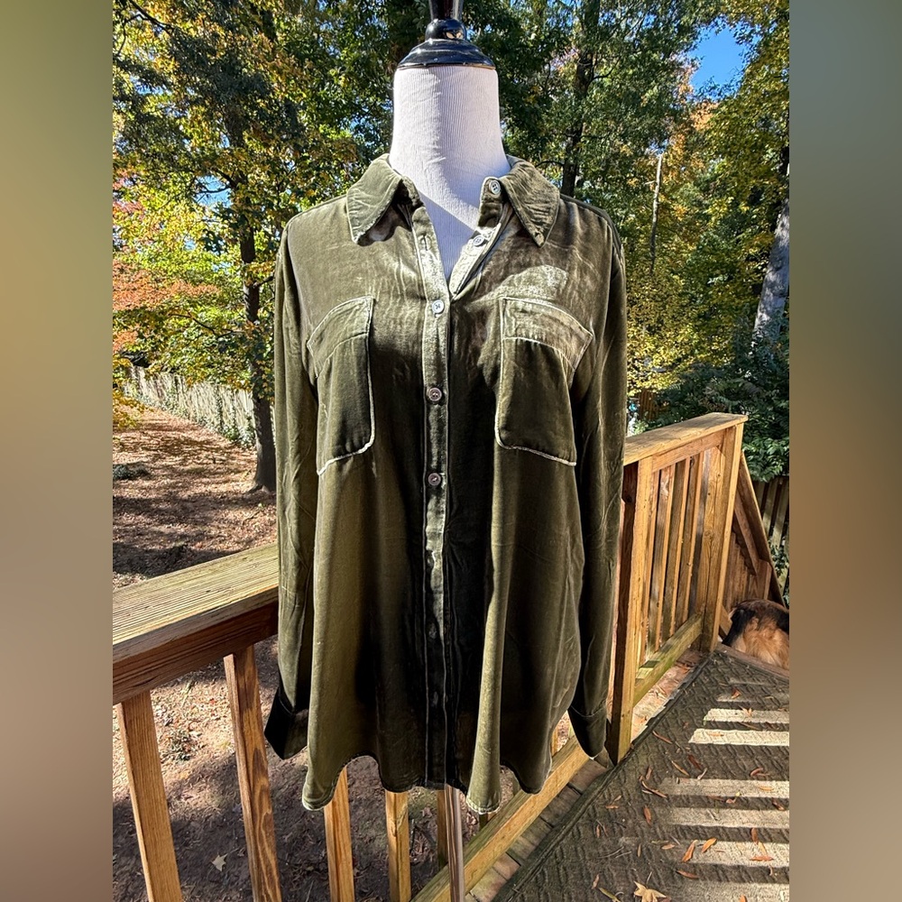 Sundance Velvet Olive Green Button-Up Shirt